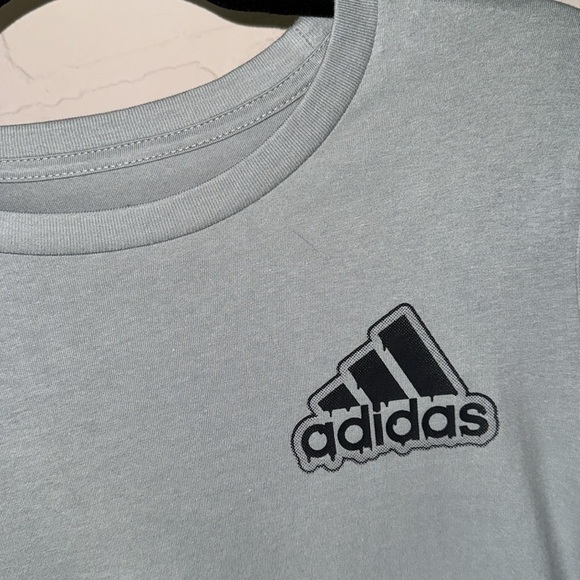 Adidas shirt long sleeve boys large light sage green drip logo 14/16 young mens - Picture 2 of 6